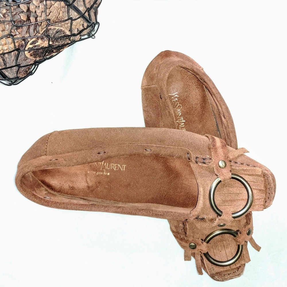 Yves Saint Laurent Rive Gauche Suede Moccasins 37